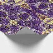 Luxe, elegant,  patroon, paars, geel cadeaupapier (Hoek)