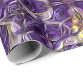 Luxe, elegant,  patroon, paars, geel cadeaupapier (Rol Hoek)