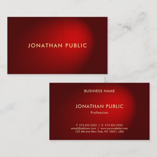 Luxe Elegant Red Damask Premium Parelfinish Visitekaartje (Voorkant / Achterkant)