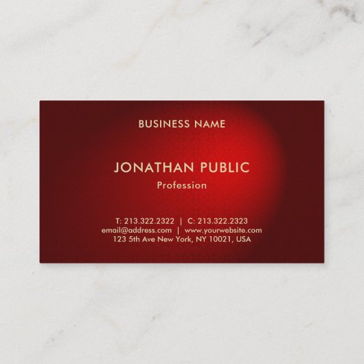 Luxe Elegant Red Damask Premium Parelfinish Visitekaartje (Achterkant)