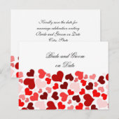 Luxe Elegant Red Hearts Save date card Aankondigingskaart (Voorkant / Achterkant)