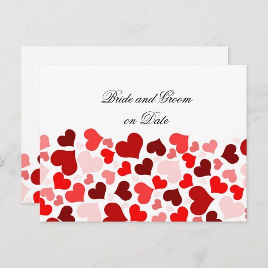 Luxe Elegant Red Hearts Save date card Aankondigingskaart (Voorkant / Achterkant)