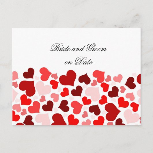 Luxe Elegant Red Hearts Save date card Aankondigingskaart (Voorkant)