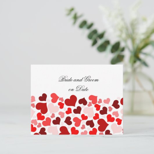 Luxe Elegant Red Hearts Save date card Aankondigingskaart (Staand voorkant)