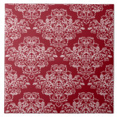 Luxe, , elegant, rood, wit, floraal tegeltje (Voorkant)