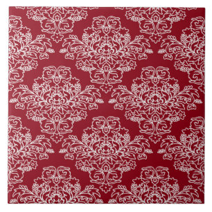 Luxe, , elegant, rood, wit, floraal tegeltje