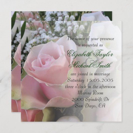 Luxe Elegant Roos Lente Boeket Bruiloft Uitnodigen Kaart (Voorkant / Achterkant)