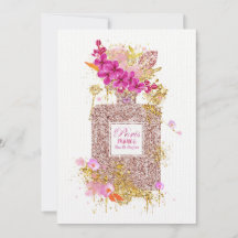 Luxe Elegant Roze Glitter Perfume 1 Uitnodiging