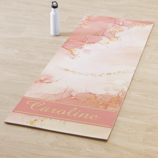 Luxe Elegant Roze Gold Marble Effect Name Yogamat (In situ)