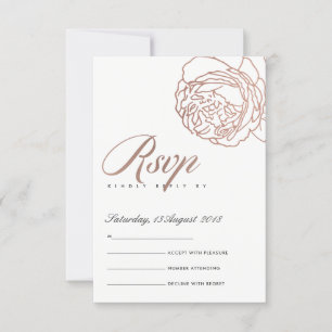 LUXE ELEGANT ROZE ROZE GOUD BLOMMOTIEF RSVP KAARTJE
