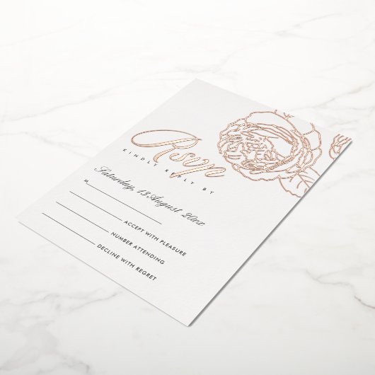 LUXE ELEGANT ROZE ROZE GOUD FLORAL RSVP FOLIE UITNODIGING (Gedraaid)