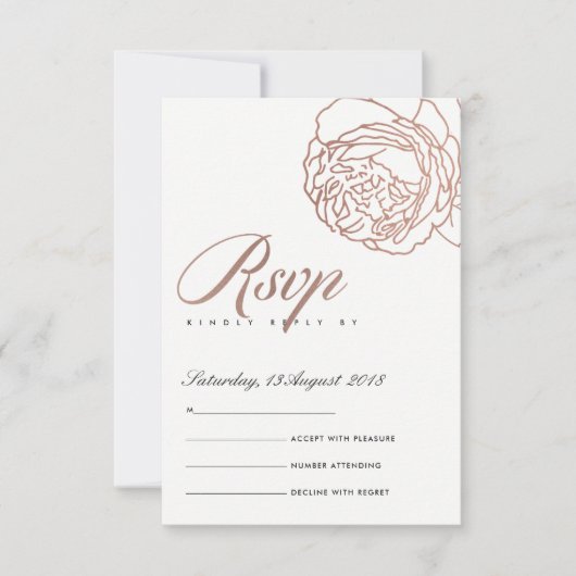LUXE ELEGANT ROZE ROZE GOUD FLORALE RSVP (Voorkant)
