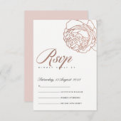 LUXE ELEGANT ROZE ROZE GOUD FLORALE RSVP (Voorkant / Achterkant)