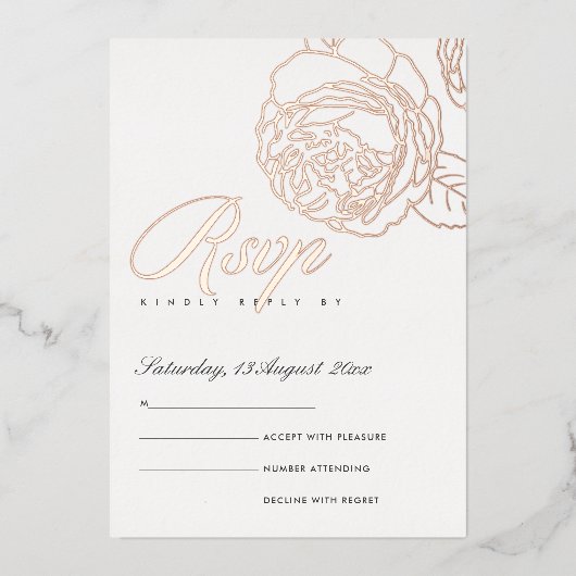 LUXE ELEGANT ROZE ROZE GOUD FLORALE RSVP FOLIE UITNODIGING (Voorkant)