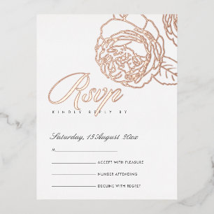 LUXE ELEGANT ROZE ROZE GOUD FLORALE RSVP FOLIE UITNODIGING BRIEFKAART