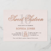 Luxe Elegant Roze Zoet 16 Folie Uitnodiging (Voorkant)