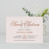 Luxe Elegant Roze Zoet 16 Folie Uitnodiging (Staand Voorkant)