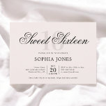 Luxe Elegant Roze Zoet 16 Kaart<br><div class="desc">Vier in stijl met deze luxe en elegante Sweet 16 uitnodiging. Bovenaan staat de kop "Sweet Sixteen" geschreven in een sierlijk script, elegant overlay het nummer 16 in een lange, verfijnde serif lettertype. Dit ontwerp straalt een gevoel van weelde en verfijning uit, perfect voor het markeren van zo'n speciale mijlpaal....</div>