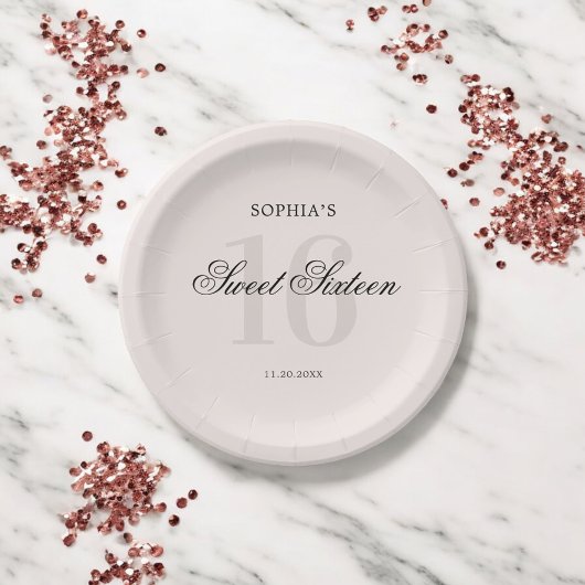 Luxe Elegant Roze Zoet 16 Papieren Bordje