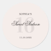 Luxe Elegant Roze Zoet 16 Ronde Sticker (Voorkant)