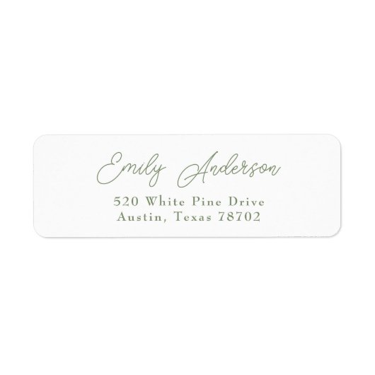 Luxe Elegant Sage Groen Wit Retouradres 4 Etiket (Voorkant)