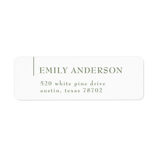 Luxe Elegant Sage Groen Wit Retouradres 5 Etiket (Voorkant)