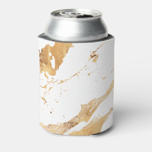 Luxe Elegant Script Monogram White Gold Marble Blikjeskoeler (Blikje Achterkant)