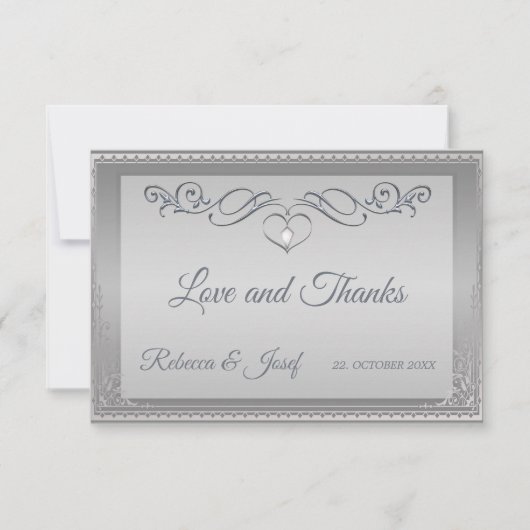 Luxe Elegant Silver  hoek grens Bedankkaart (Voorkant)