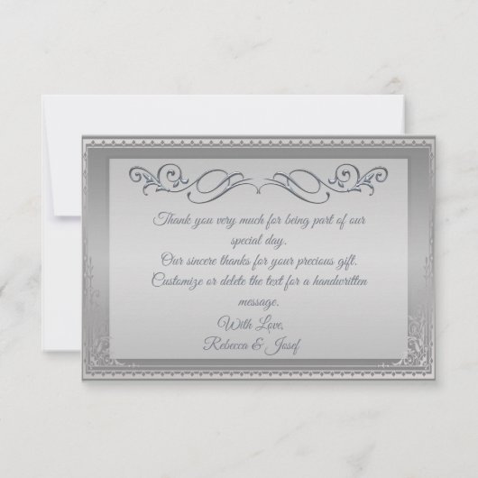 Luxe Elegant Silver  hoek grens Bedankkaart (Achterkant)