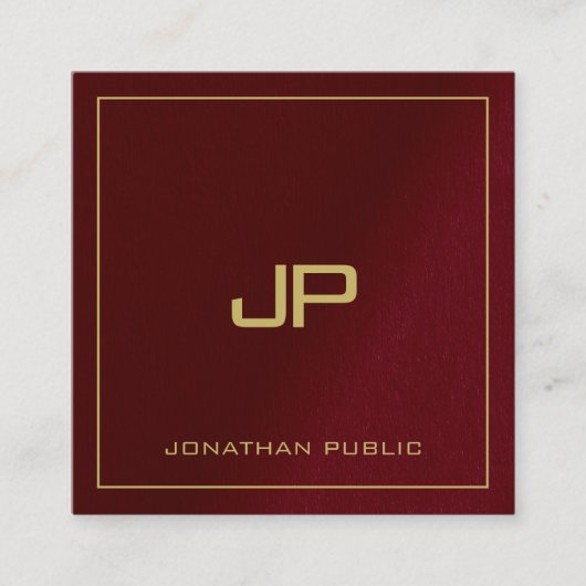 Luxe Elegant Sjabloon Gouden Tekst Monogram Vierkante Visitekaartje (Voorkant)