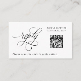 Luxe Elegant Small RSVP QR Code Weduwantwoord en Informatiekaartje