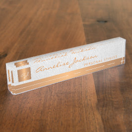 Luxe elegant wit ledergoud, monogrammen naambordje