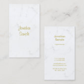 Luxe Elegant Wit Marmer Goud Script Sjabloon Visitekaartje (Voorkant / Achterkant)