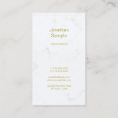 Luxe Elegant Wit Marmer Goud Script Sjabloon Visitekaartje (Achterkant)