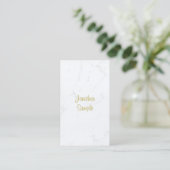 Luxe Elegant Wit Marmer Goud Script Sjabloon Visitekaartje (Staand voorkant)