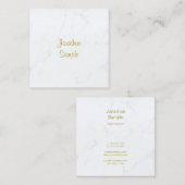 Luxe Elegant Wit Marmer Goud Script Vierkante Visitekaartje (Voorkant / Achterkant)