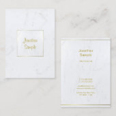 Luxe Elegant Wit Marmer Goud Script Visitekaartje (Voorkant / Achterkant)