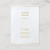 Luxe Elegant Wit Marmer Goud Script Visitekaartje (Achterkant)
