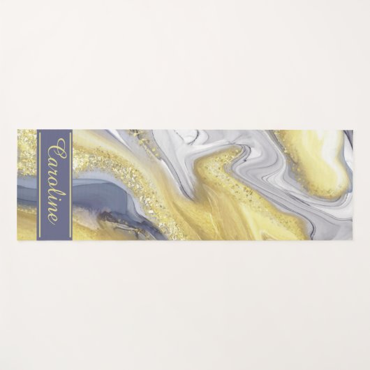 Luxe Elegant Yellow Gellow Goud Marmer Effect Name Yogamat (Voorkant (horizontaal))