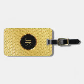 luxe Elegant zilver gouden patroon met monogram Bagagelabel (Voorkant horizontaal)
