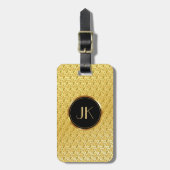 luxe Elegant zilver gouden patroon met monogram Bagagelabel (Voorkant verticaal)