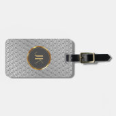 Luxe Elegant zilver gouden patroon monogram Bagagelabel (Voorkant horizontaal)