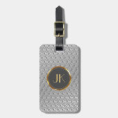 Luxe Elegant zilver gouden patroon monogram Bagagelabel (Voorkant verticaal)