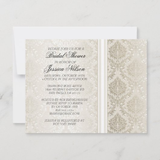 Luxe Elegant Zilveren Bruids Invite Kaart (Voorkant)