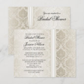 Luxe Elegant Zilveren Bruids Invite Kaart (Voorkant / Achterkant)