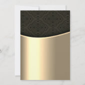 Luxe Elegant Zwart Damast Goud Bruiloft Kaart (Achterkant)