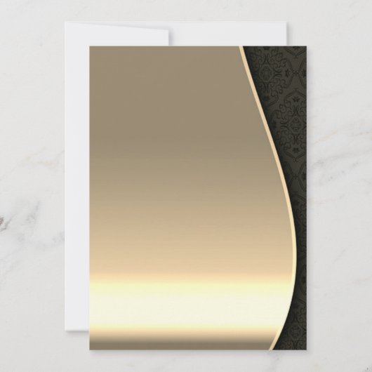 Luxe Elegant Zwart Damast Goud Bruiloft Kaart (Achterkant)