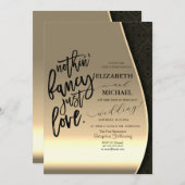 Luxe Elegant Zwart Damast Goud Bruiloft Kaart (Voorkant / Achterkant)