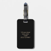 Luxe Elegant Zwart en Goud Dinosaur Monogram Bagagelabel (Achterkant verticaal)