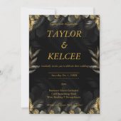 Luxe Elegant Zwart Goud bruiloft Kaart (Voorkant)